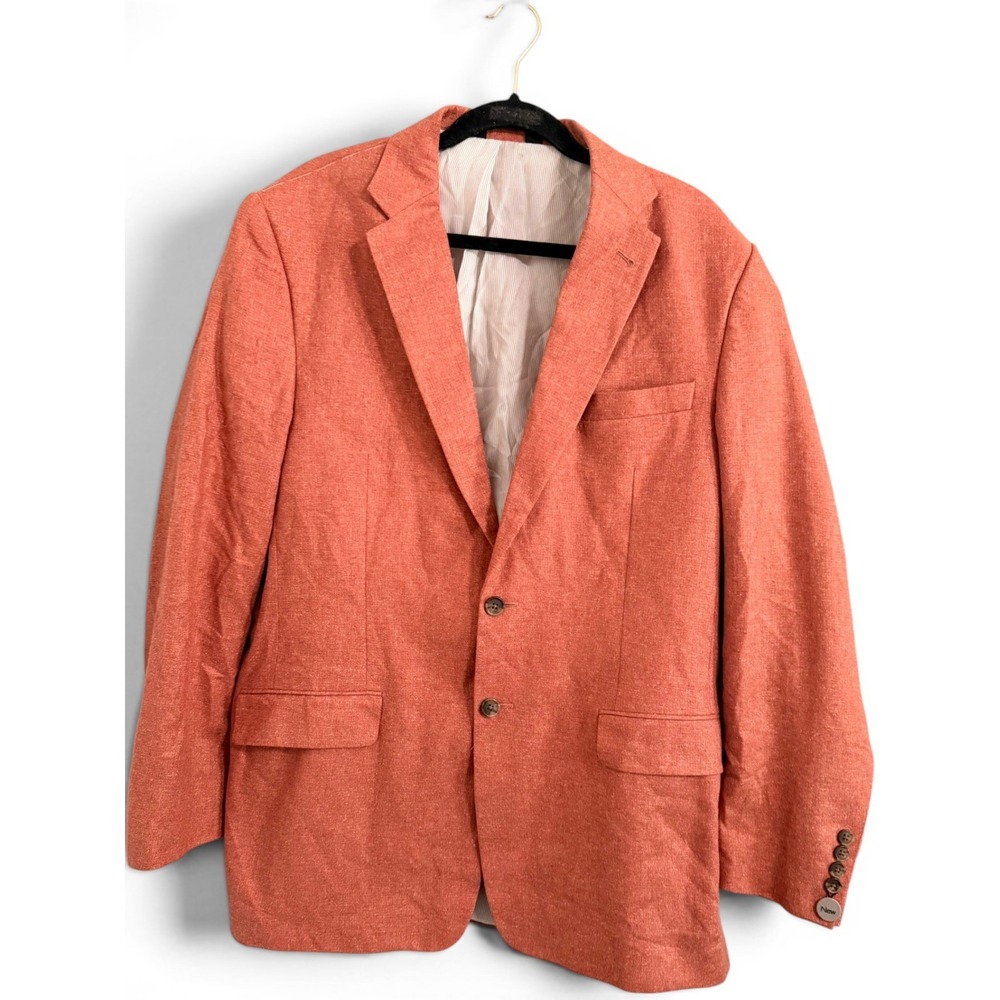 Jos. A. Bank Sport Coat Mens 42R Coral Salmon Linen Blend Signature Blazer